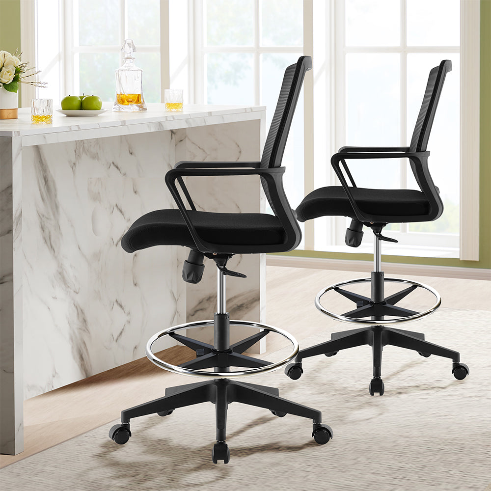 TH MID BACK OFFICE CHAIR WITH FOOT REST (MESH + FABRIC)