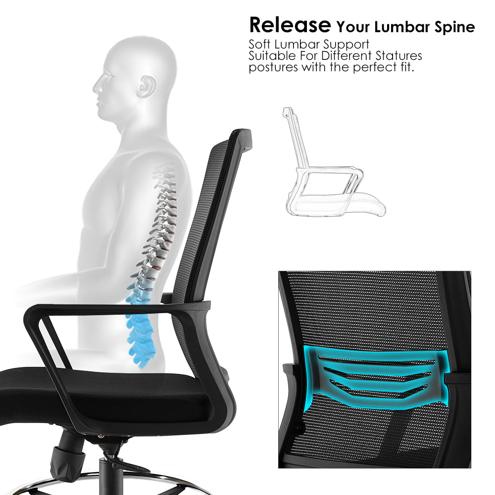 TH MID BACK OFFICE CHAIR WITH FOOT REST (MESH + FABRIC)