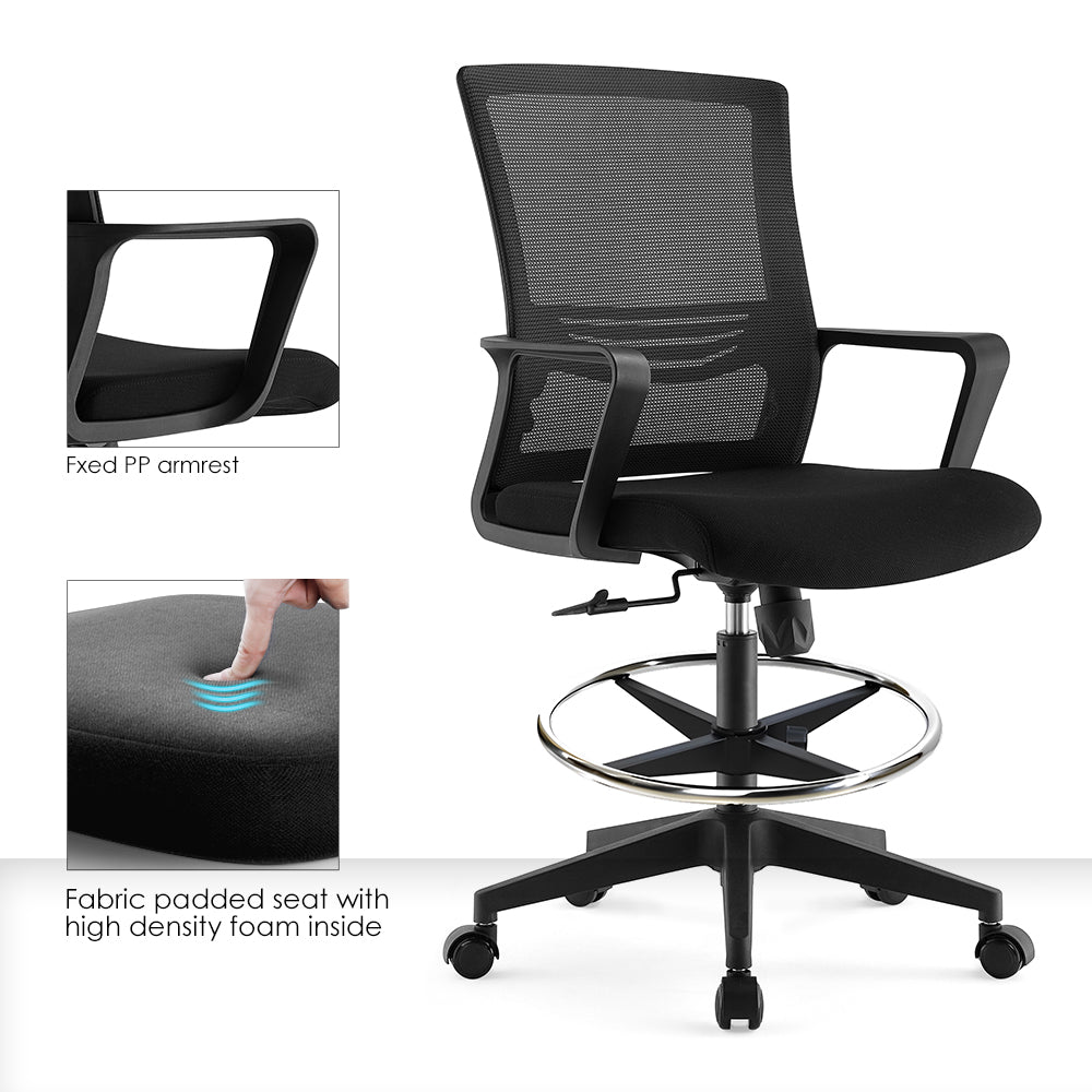 TH MID BACK OFFICE CHAIR WITH FOOT REST (MESH + FABRIC)
