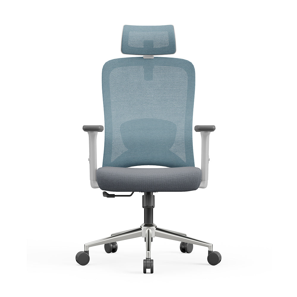 TH HIGH BACK OFFICE CHAIR (BLACK FRAME + BLUE FRAME + GREY FABRIC)