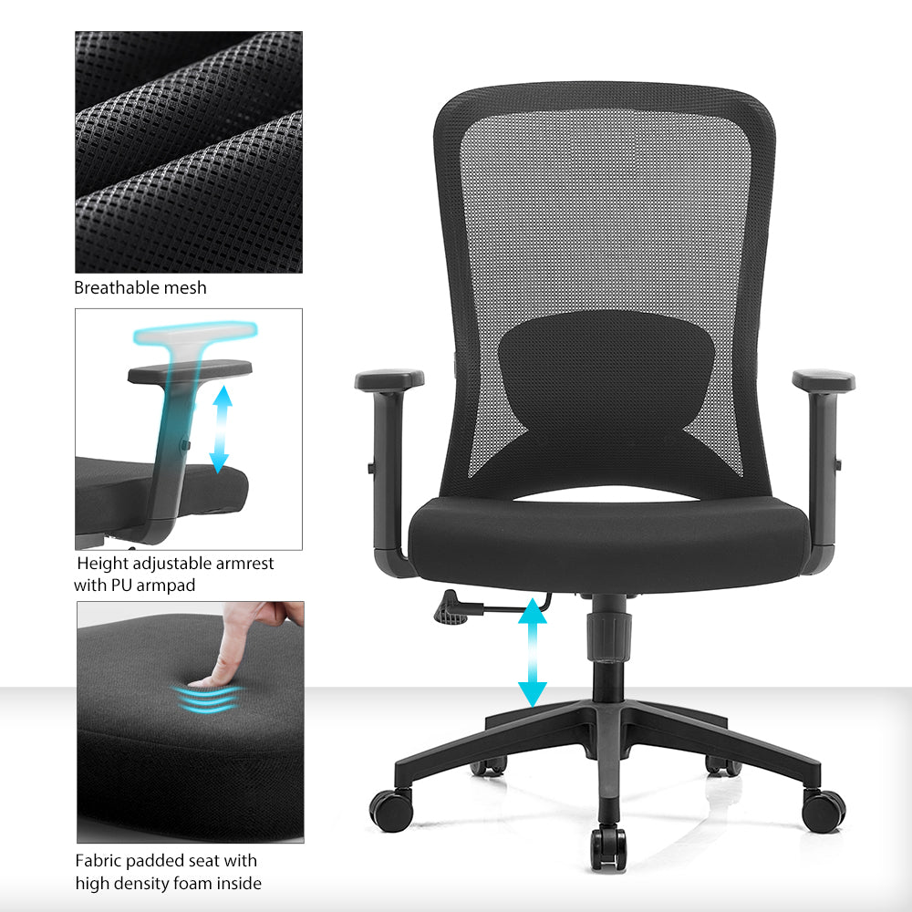 TH MID BACK OFFICE CHAIR (MESH + FABRIC) MID BACK OFFICE CHAIR (NYLON MESH)