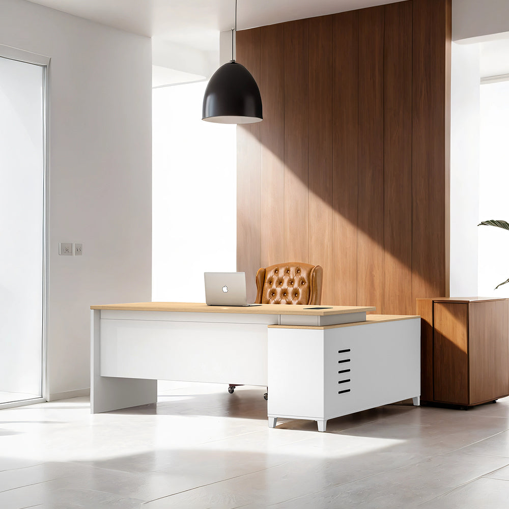 TH EXECUTIVE  OFFICE TABLE  (LIGHT)       L -TYPE-  160X140X75 CM