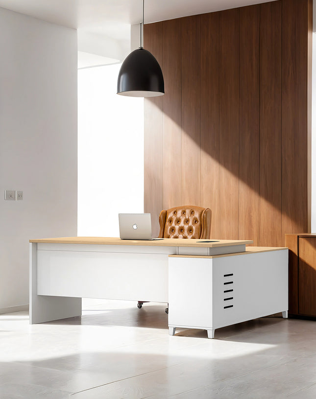 TH EXECUTIVE  OFFICE TABLE  (LIGHT)       L -TYPE-  160X140X75 CM