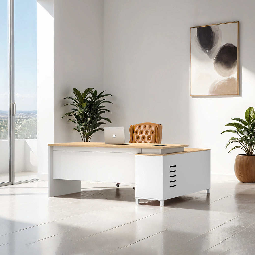 TH EXECUTIVE  OFFICE TABLE  (LIGHT)       L -TYPE-  160X140X75 CM