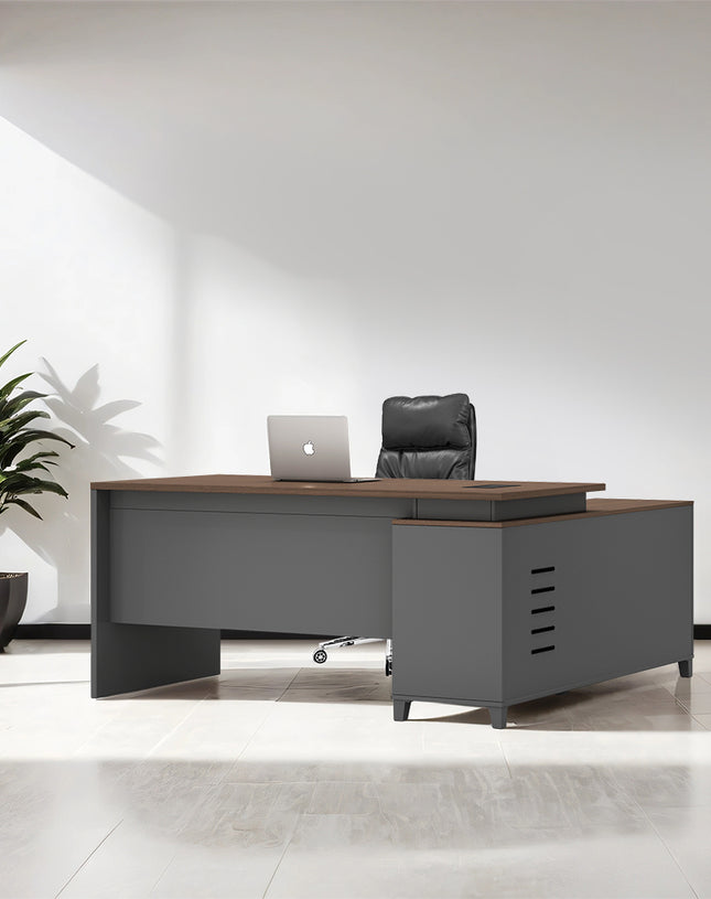 TH EXECUTIVE  OFFICE TABLE  (DARK)       L -TYPE-  160X140X75 CM