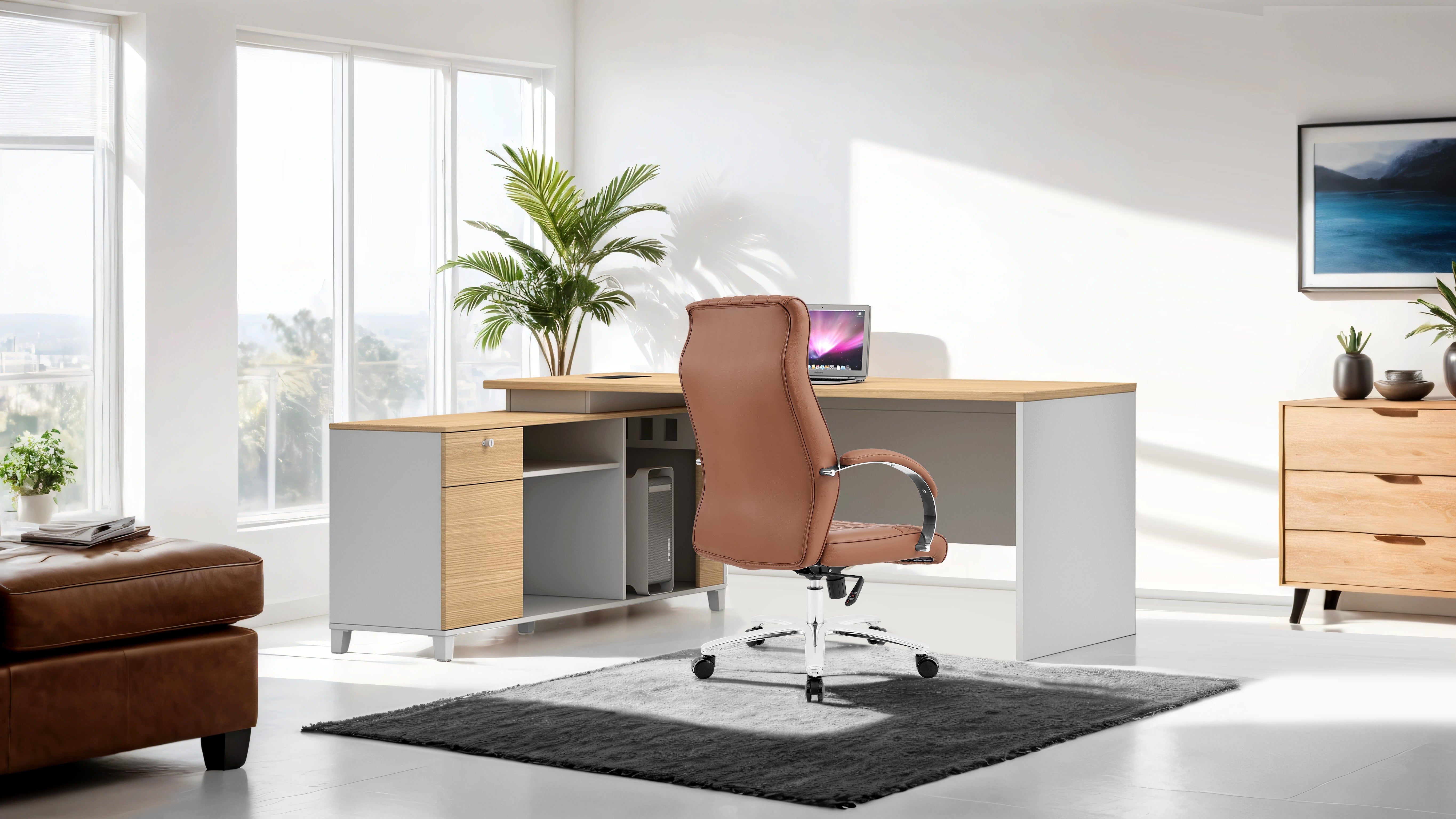 TH EXECUTIVE  OFFICE TABLE  (LIGHT)       L -TYPE-  160X140X75 CM
